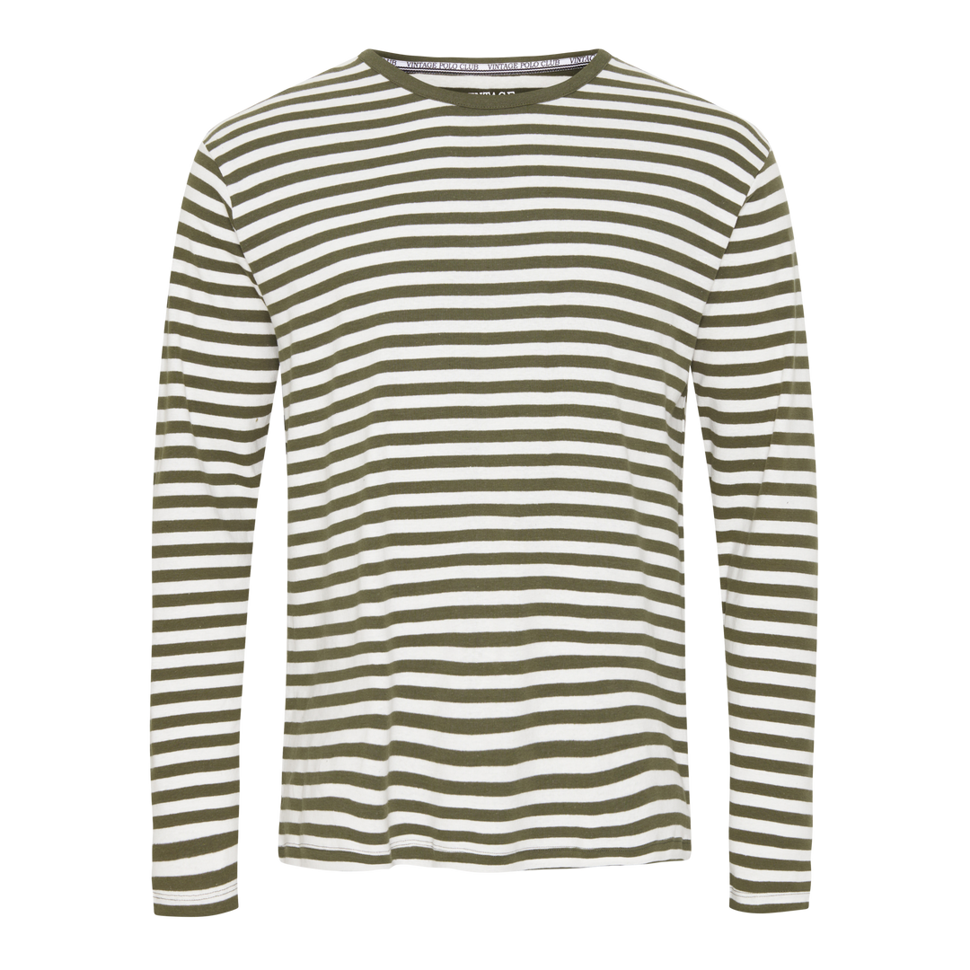 Langærmet T-shirt 'Lejre' - Army/Unbleached
