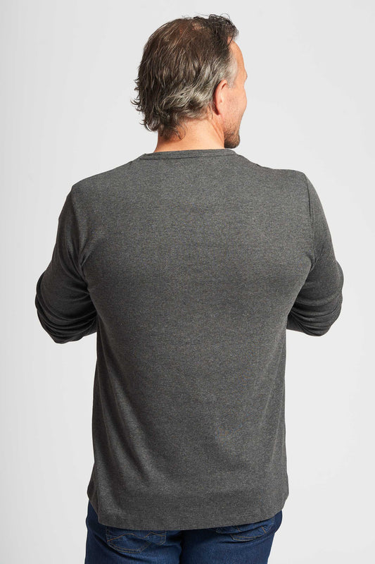 Langærmet T-shirt 'Lejre' - Dark Grey Melange