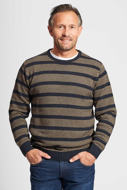 Struktur Strik 'Ballerup' - Dark Navy/Cornstalk