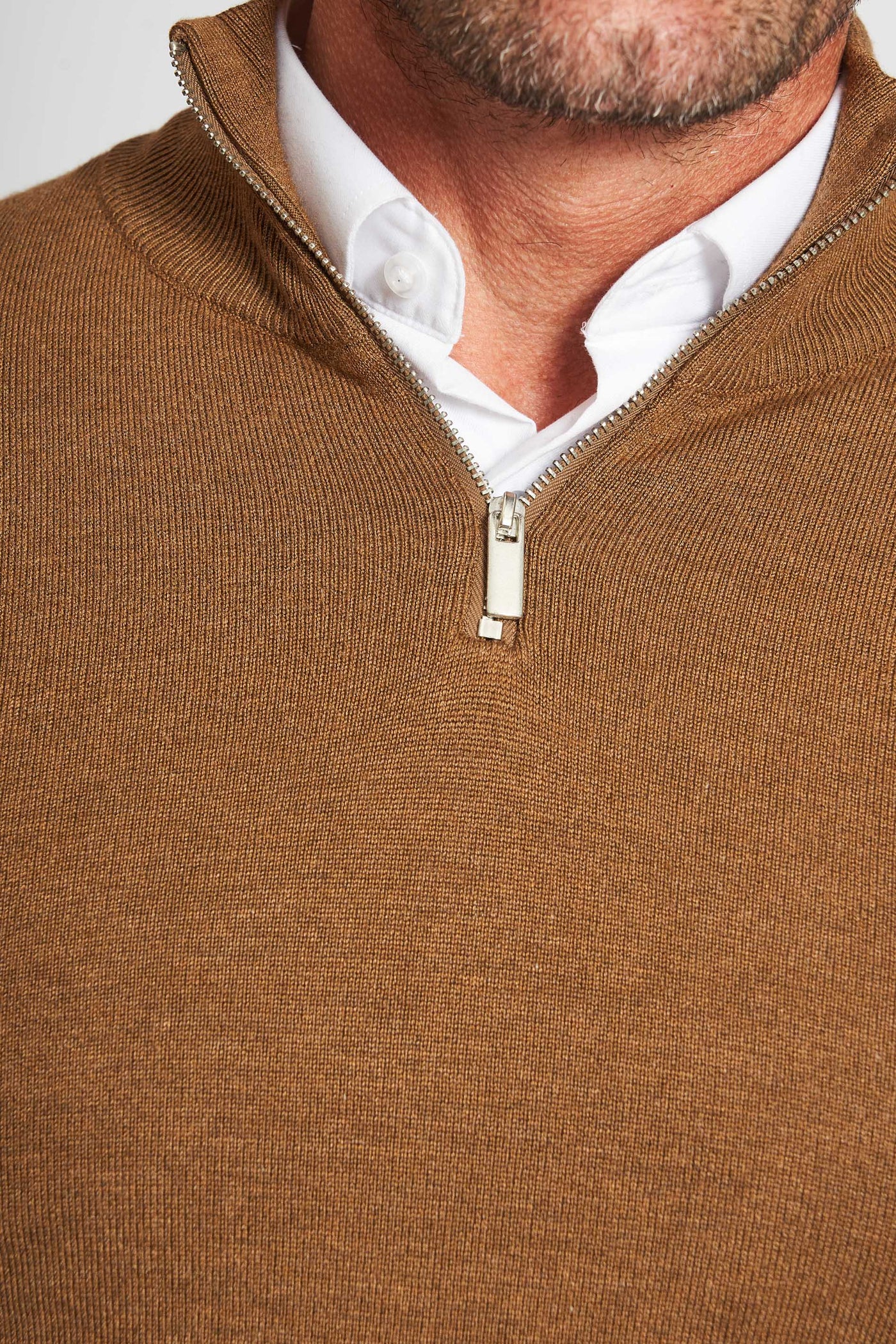 Halfzip Strik - Camel Mel.