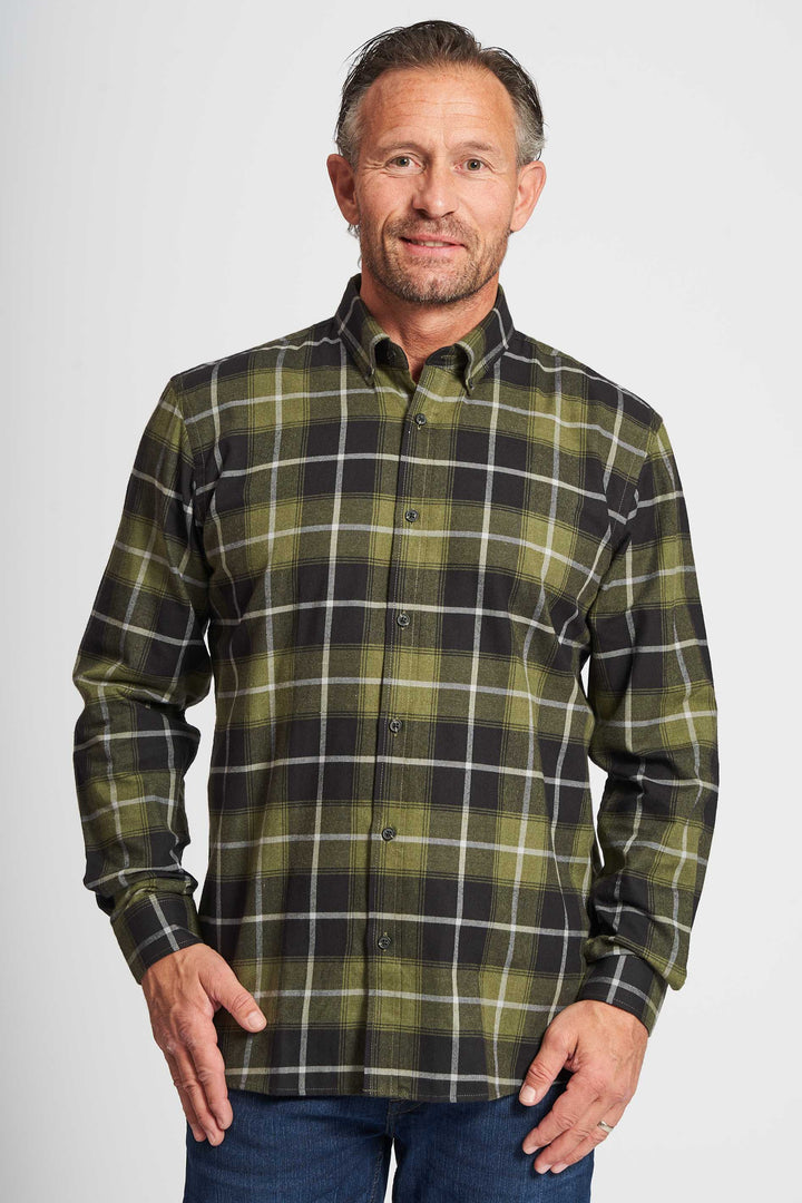 Flannel Skjorte  'Aage' - Olive Check