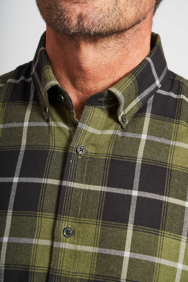 Flannel Skjorte  'Aage' - Olive Check