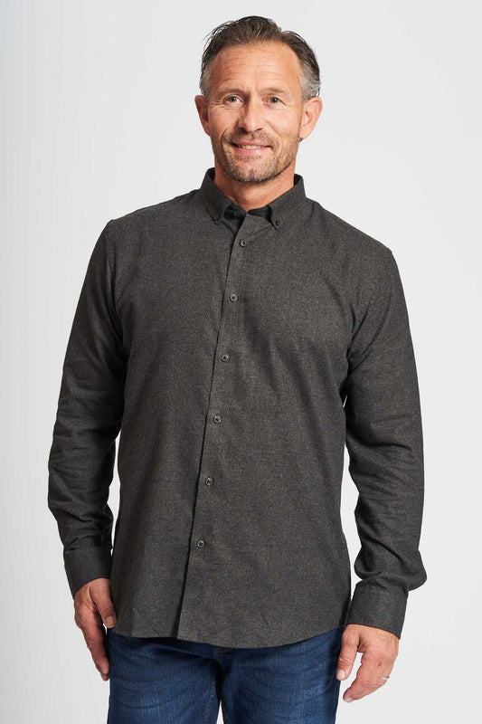 Flannel Skjorte  'Aage' - Charcoal Melange