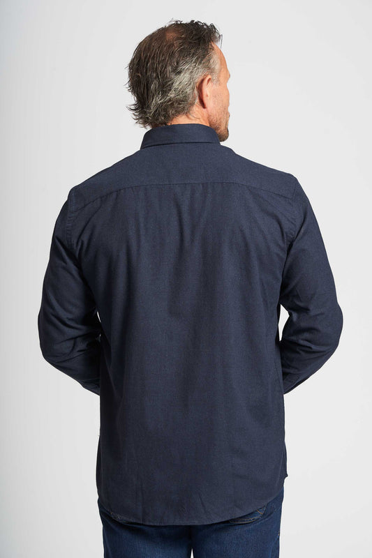 Flannel Skjorte  'Aage' - Dark Navy Melange