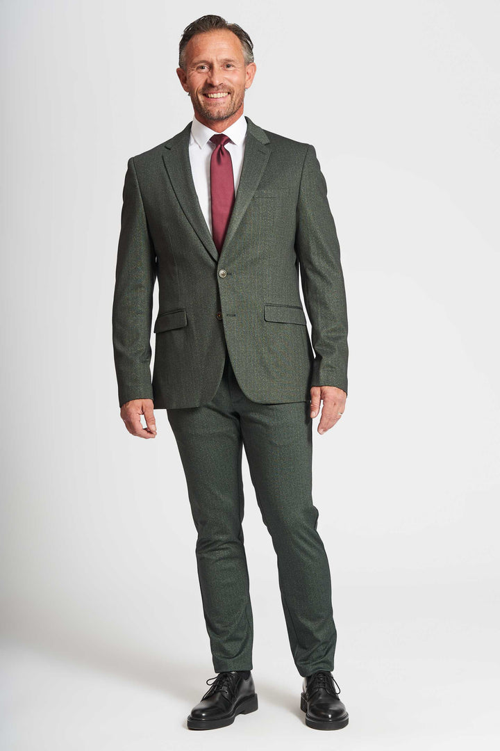 Performance Blazer '1038' - Green Herringbone