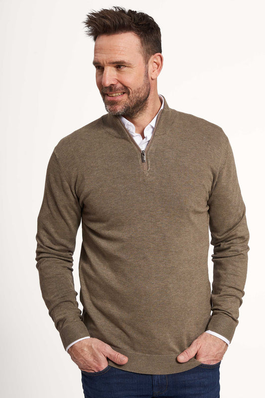 Halfzip Strik 'Gistrup' - Dark Sand Melange