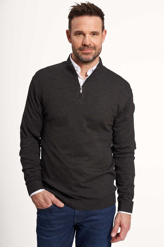 Halfzip Strik 'Gistrup' - Dark Grey Melange