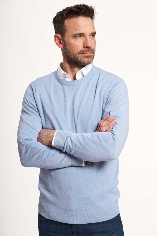 O'Neck Strik 'Greve' - Light Blue Melange