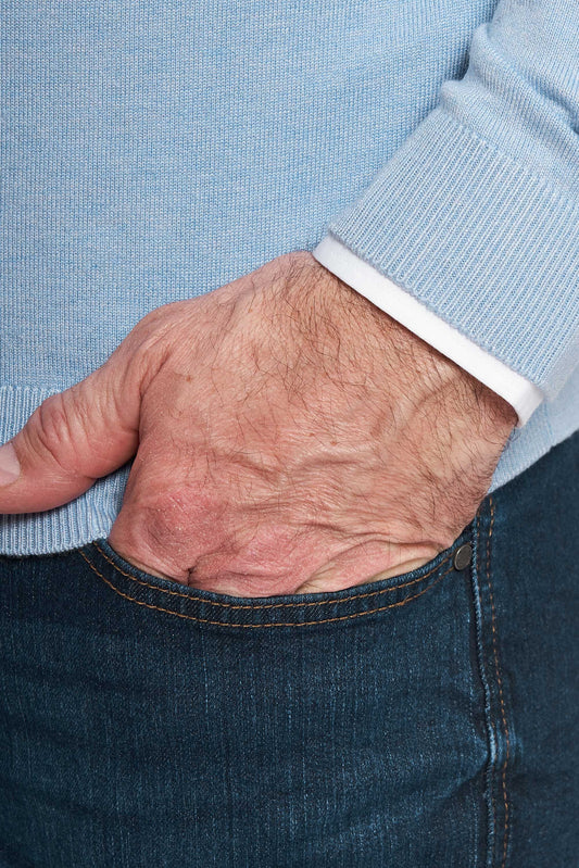 O'Neck Strik 'Greve' - Light Blue Melange