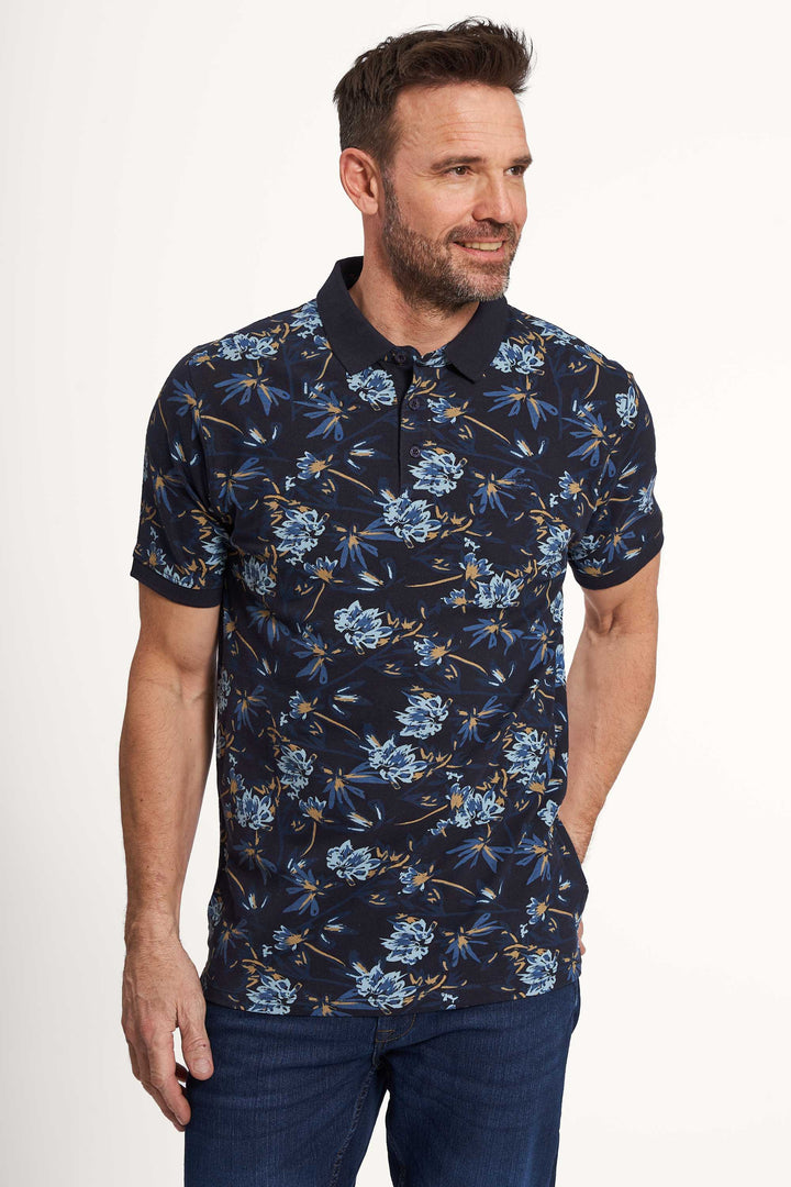 Polo T-Shirt 'Grenaa' - AOP Navy