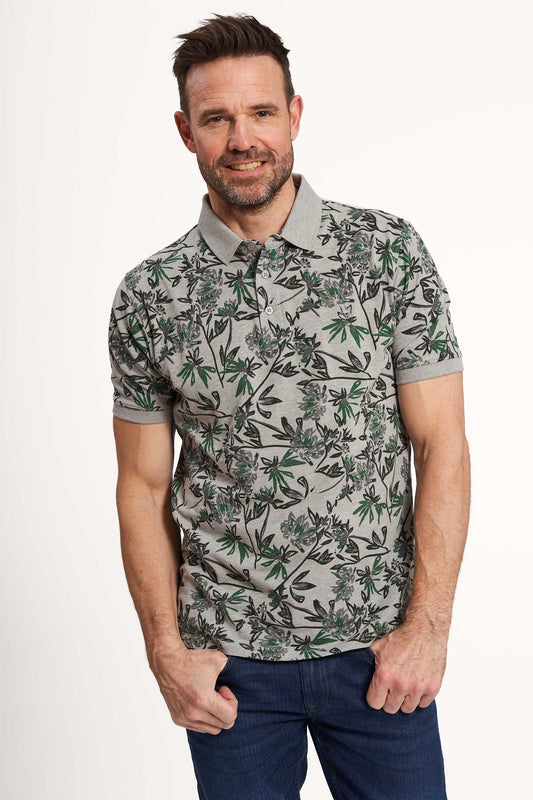 Polo T-Shirt 'Grenaa' - AOP Grey