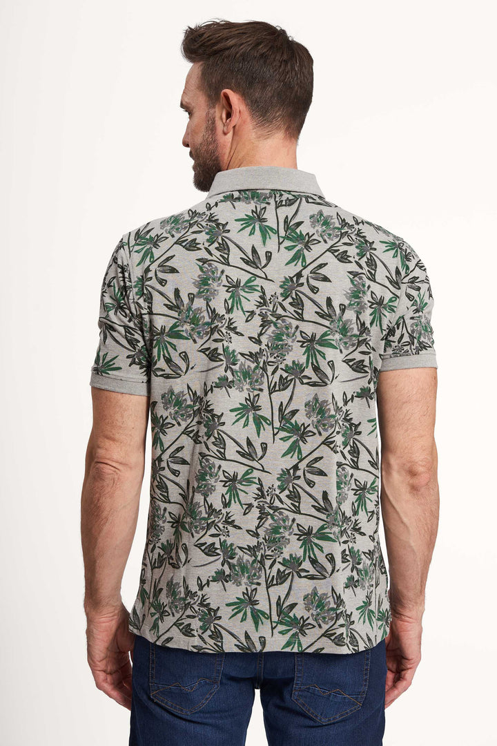 Polo T-Shirt 'Grenaa' - AOP Grey