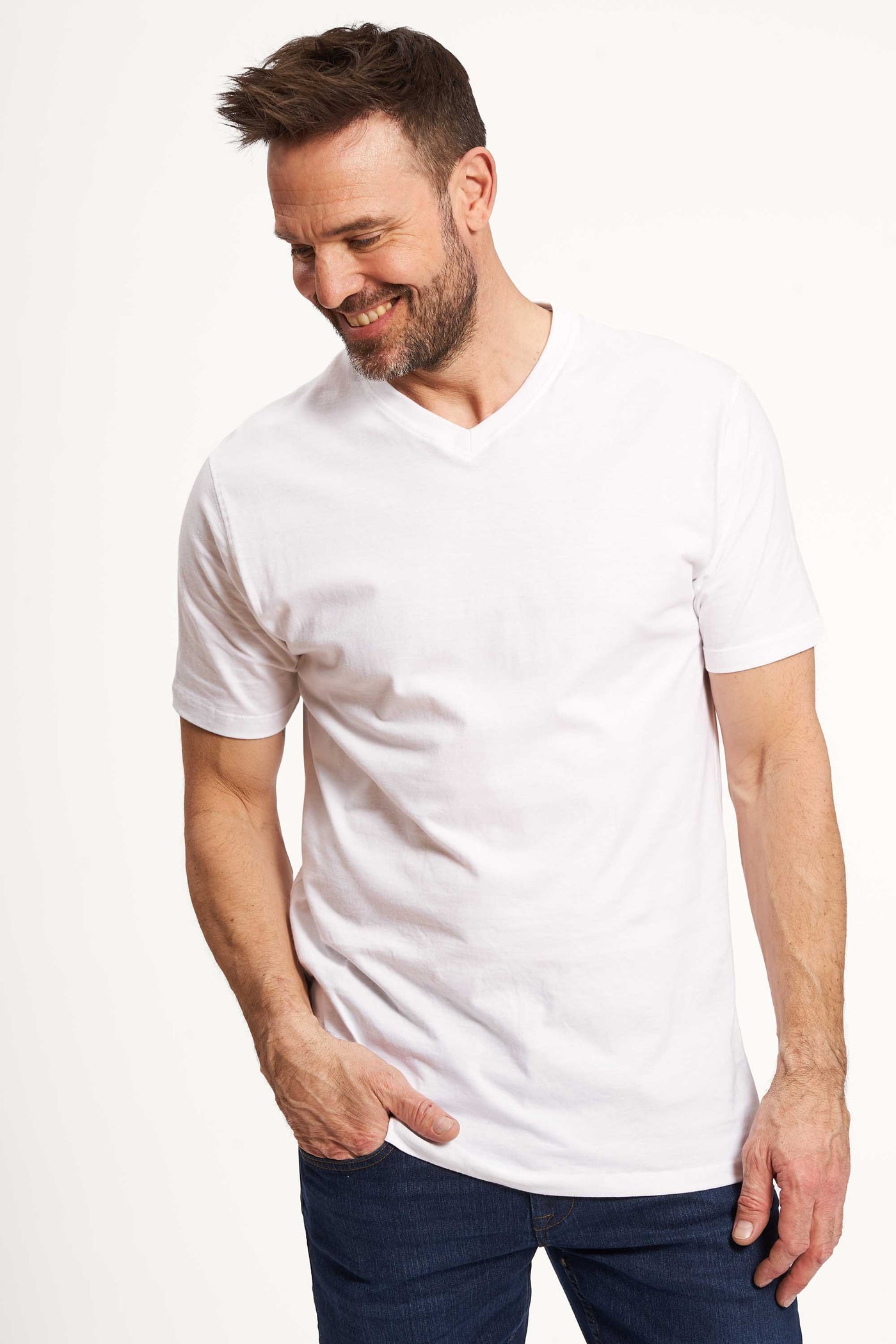 V'Neck T-shirt 'Haarby' - White