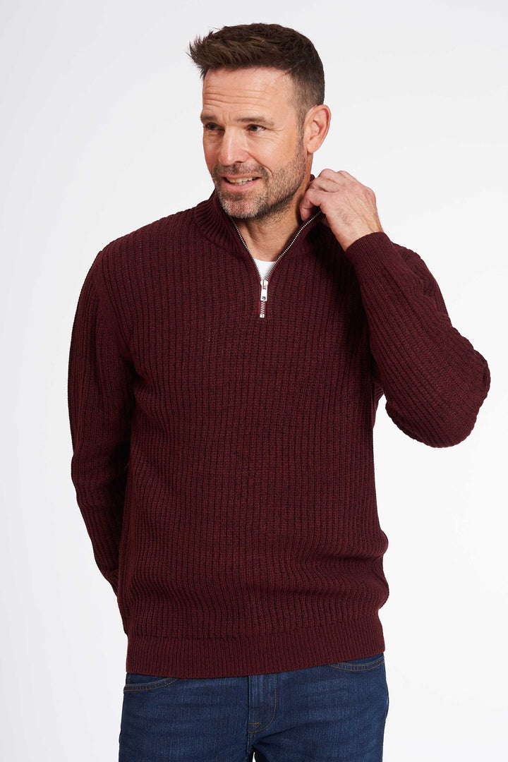 Half Zip Strik 'Spenstrup' - Deep Wine Twist