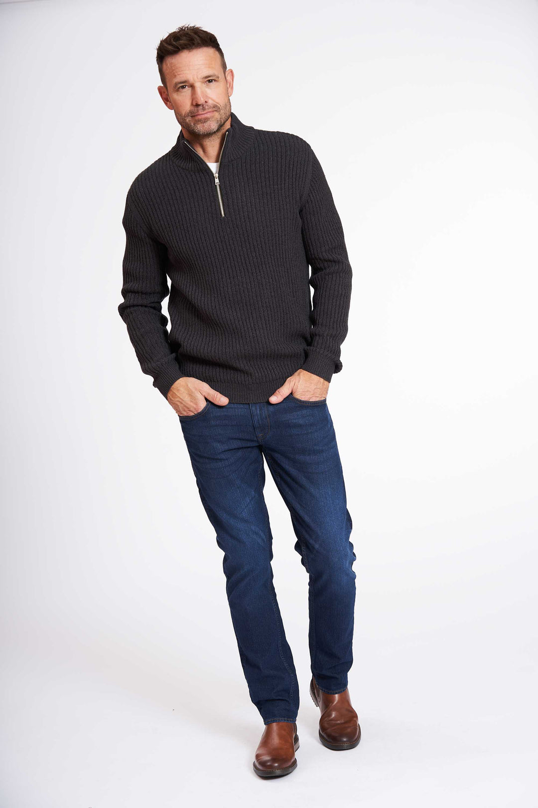 Half Zip Strik 'Spenstrup' - Dark Navy Twist