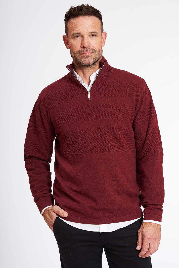 Sømand Half Zip 'Beder' - Deep Wine Melange