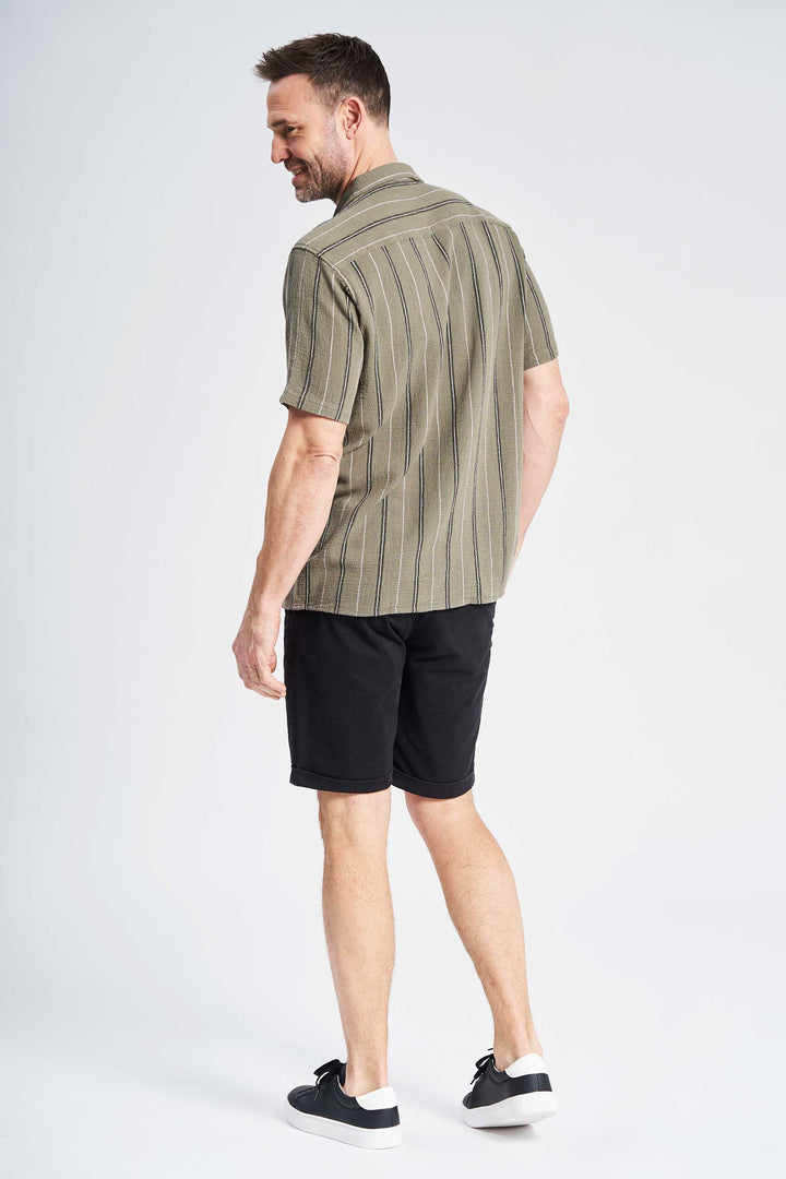 kortærmede skjorte 'Toke' - Olive/Black