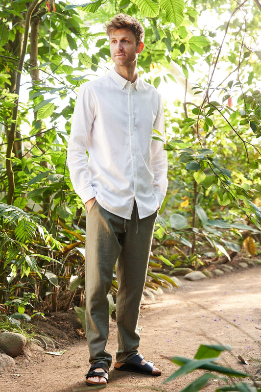 Skjorte m. Hør 'Hurup' - White