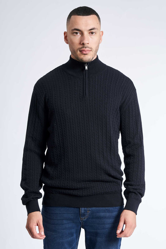 Half Zip Kabelstrik 'Oure' - Black