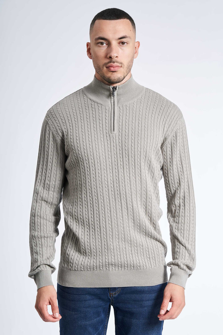 Half Zip Kabelstrik 'Oure' - Grey
