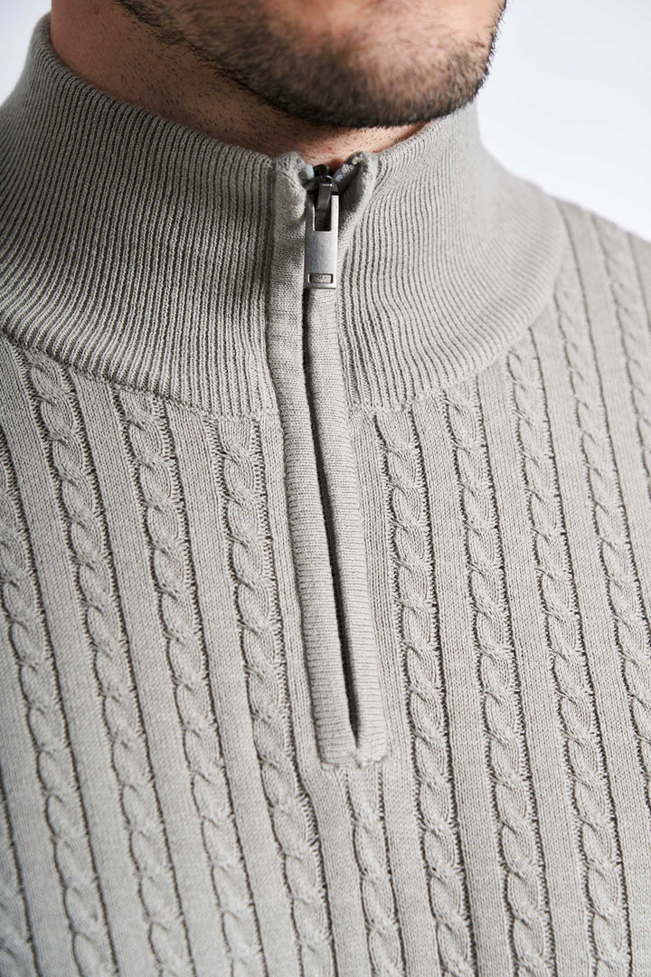 Half Zip Kabelstrik 'Oure' - Grey
