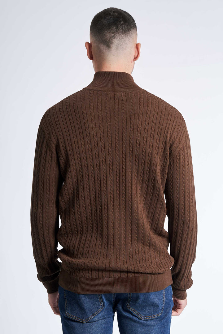 Half Zip Kabelstrik 'Oure' - Dark Latte