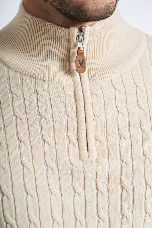 Half Zip Kabelstrik 'Klampenborg' - Whitecap Gray Melange