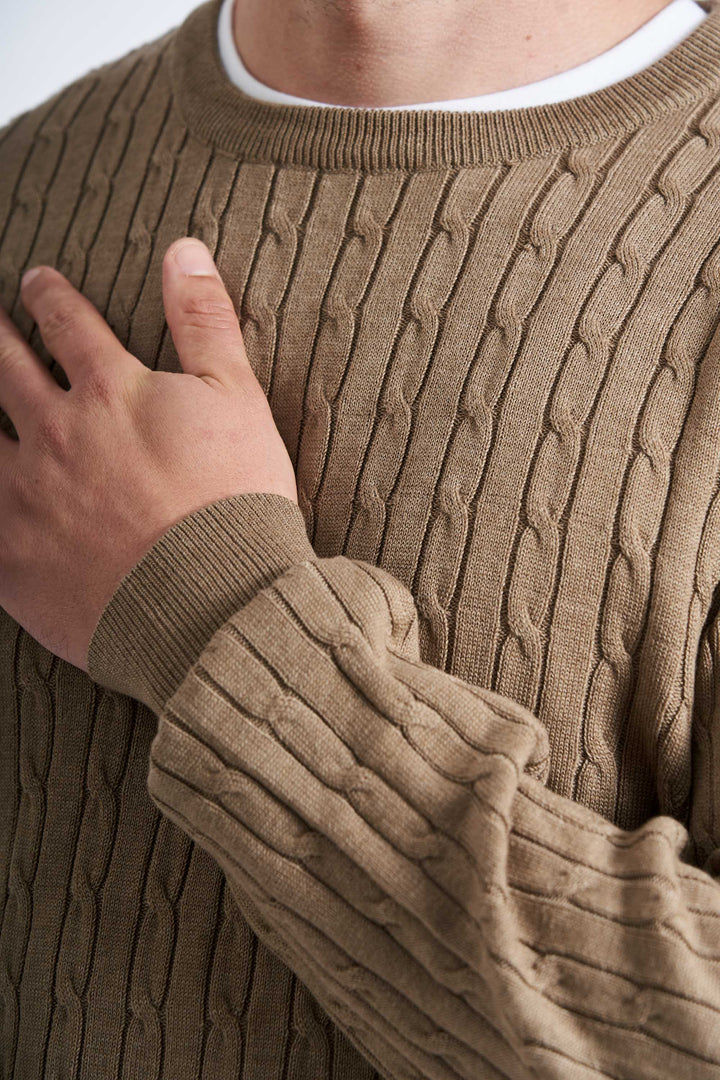 Kabelstrik 'Gentofte' - Dark Sand Melange