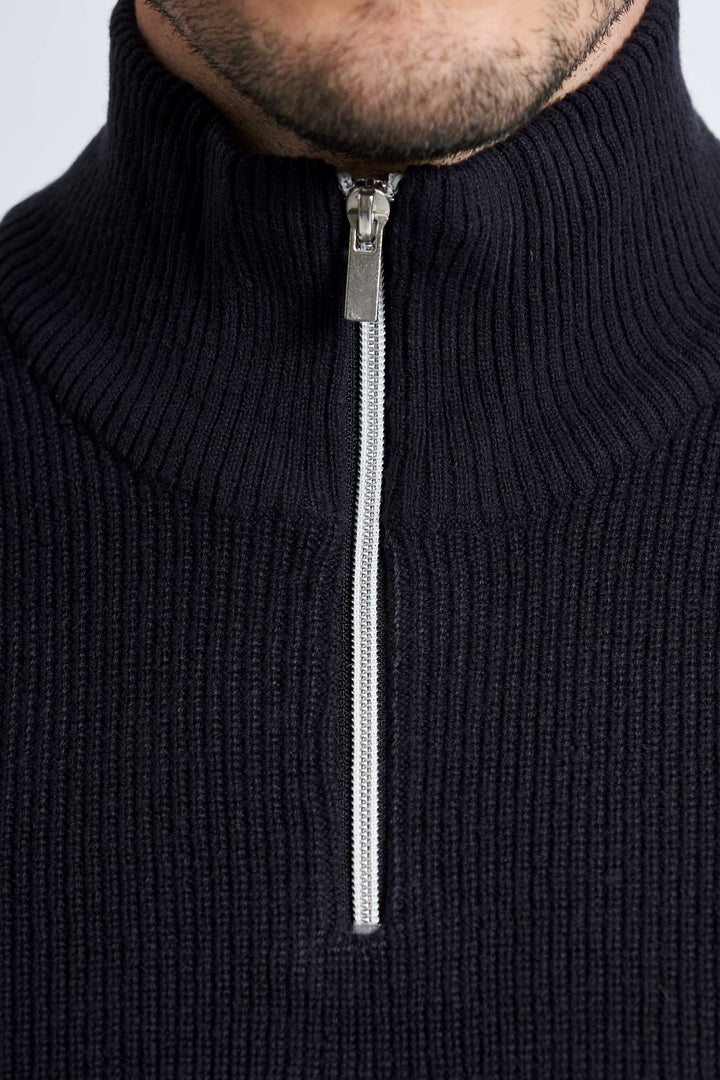 Half Zip Strik 'Hinnerup' - Dark Navy Twist