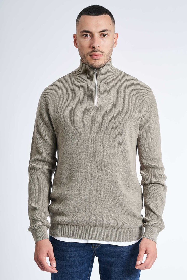 Half Zip Strik 'Hinnerup' - Grey Twist