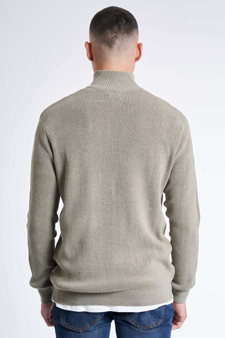 Half Zip Strik 'Hinnerup' - Sand Twist
