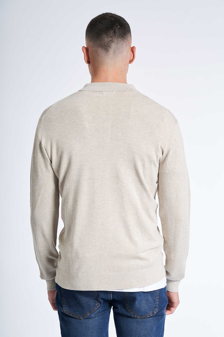 Langærmet Polo 'Tranbjerg' - Sand Melange