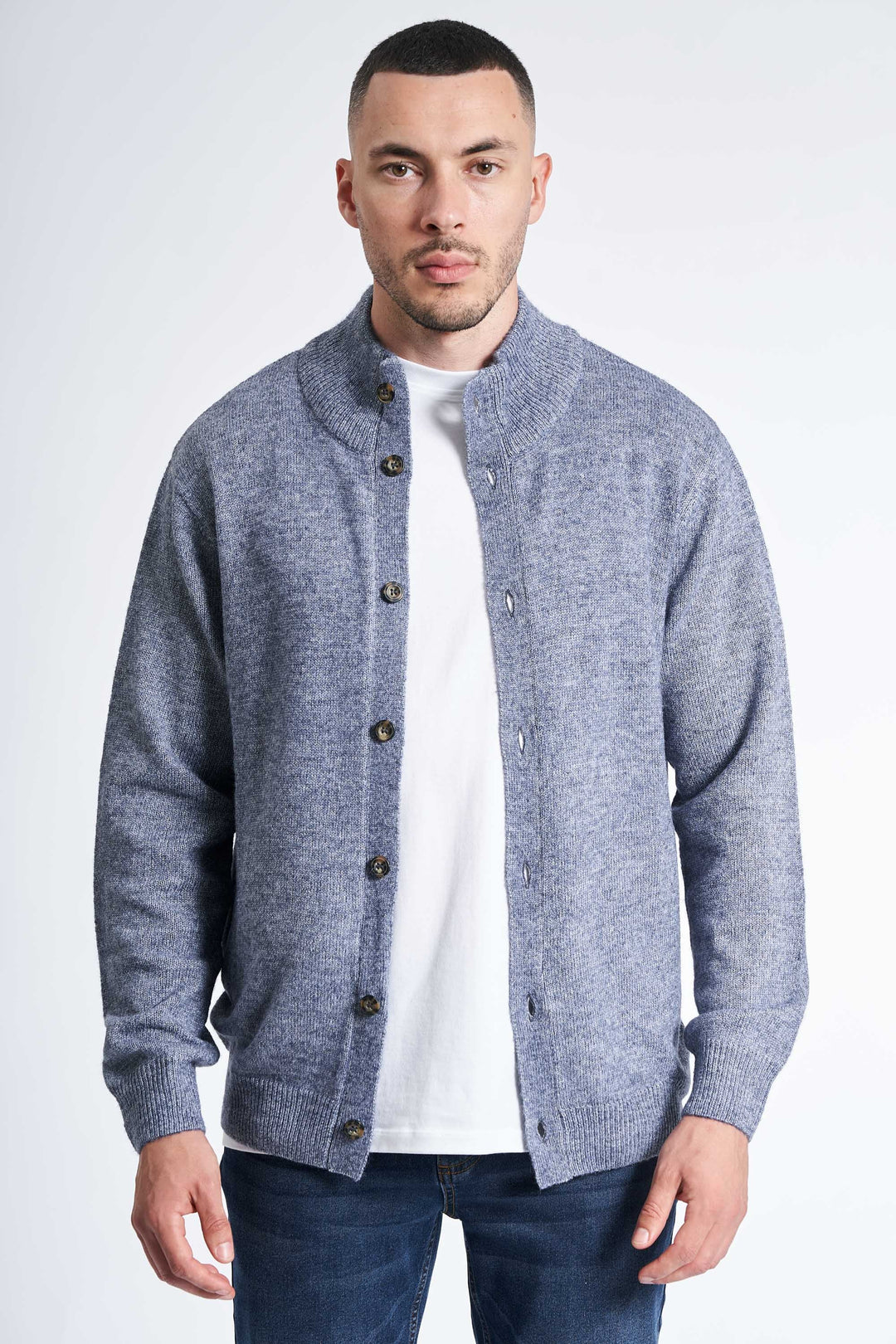 Cardigan m. Uld 'Lemming' - Navy Melange