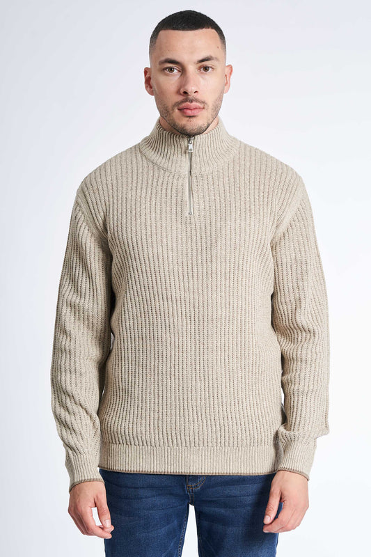 Half Zip Strik 'Tureby' - Sand Twist