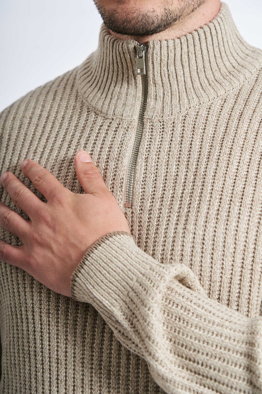 Half Zip Strik 'Tureby' - Sand Twist