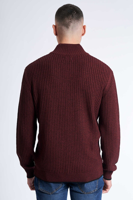 Half Zip Strik 'Tureby' - Deep Wine Twist