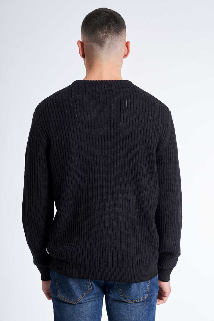 Ribstrik 'Toftelund' - Dark Navy Twist