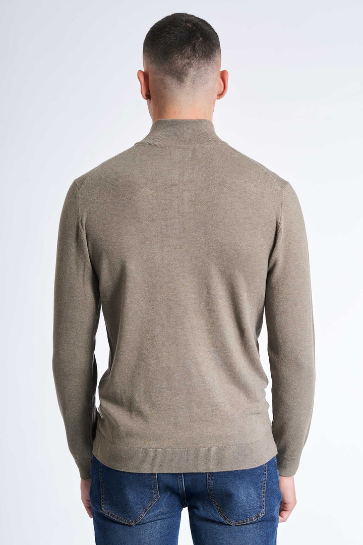 Half Zip Strik 'Toreby' - Dark Sand Melange