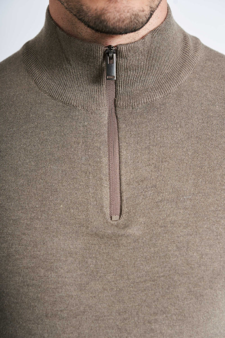Half Zip Strik 'Toreby' - Dark Sand Melange