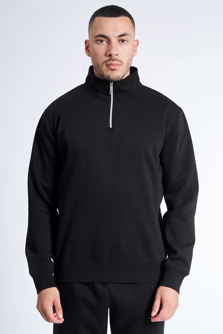 Sweat Half Zip 'Aarup' - Black