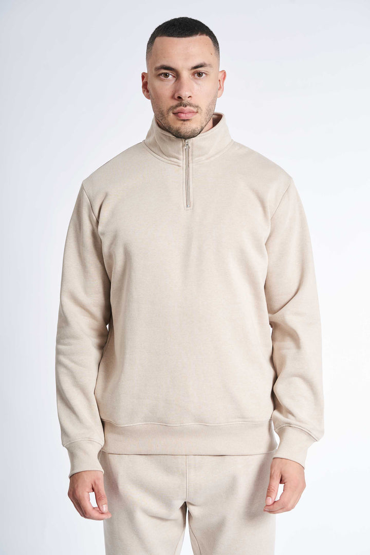 Sweat Half Zip 'Aarup' -  Dark Kit Melange