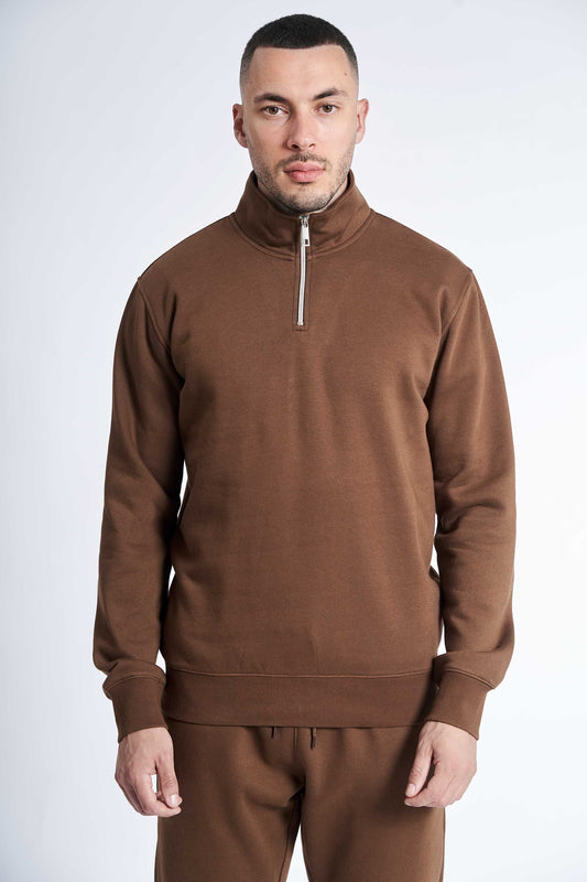 Sweat Half Zip 'Aarup' -  Dark Latte