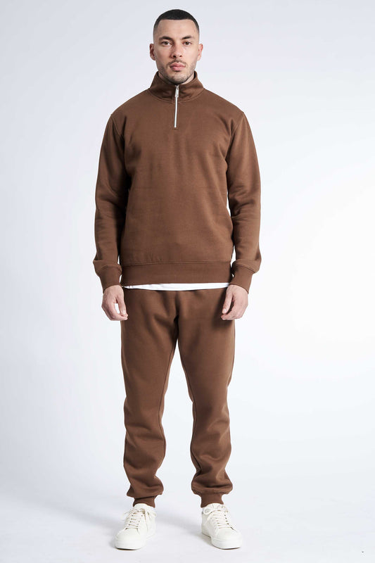 Sweat Half Zip 'Aarup' -  Dark Latte