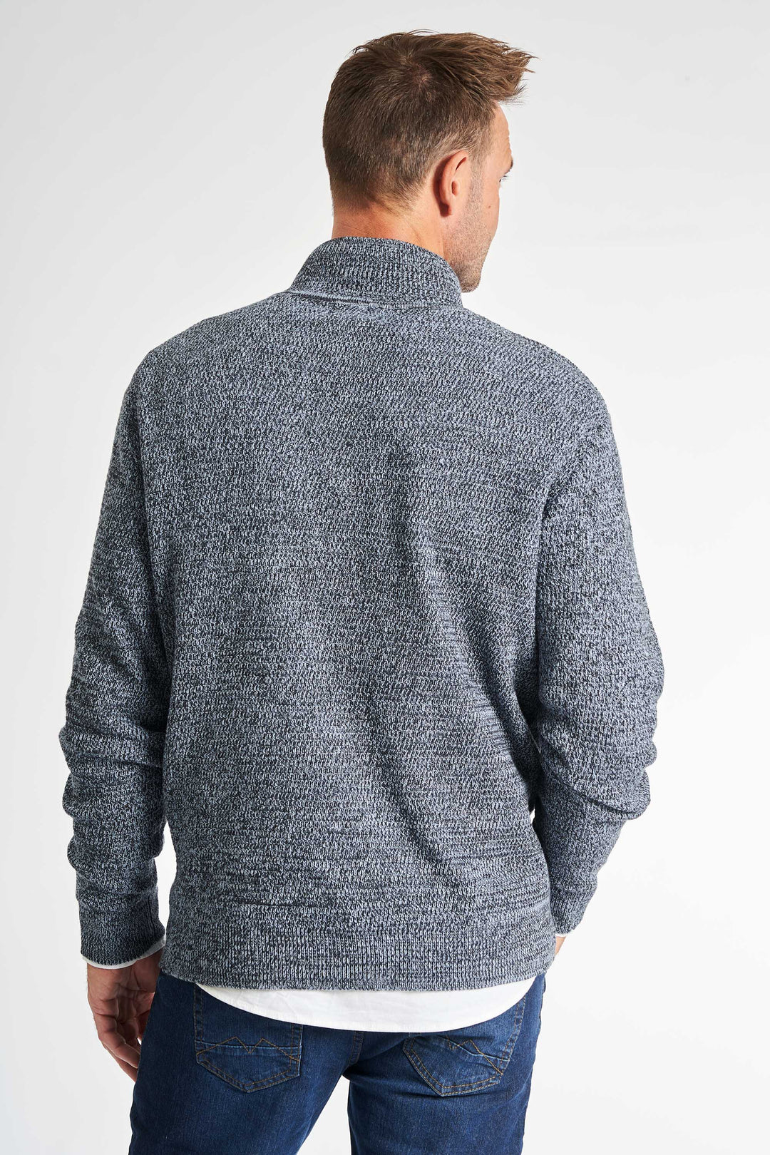 Half Zip Strik 'Kalle' - Light Blue/Navy Twist