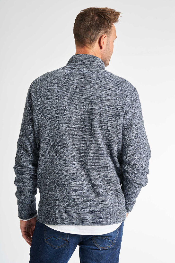 Half Zip Strik 'Kalle' - Light Blue/Navy Twist