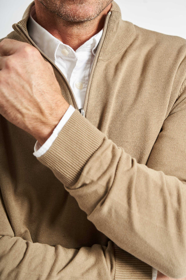 Half Zip Strik 'Havndal' - Dark Sand