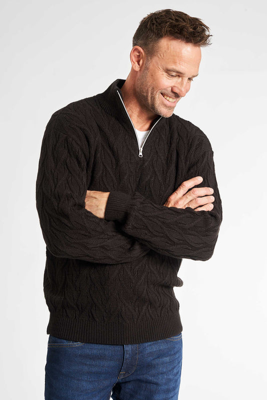 Half Zip Kabelstrik 'Liseleje' - Black