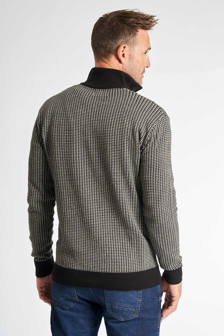 Half Zip Strik 'Kalle' - Grey Melange/Black