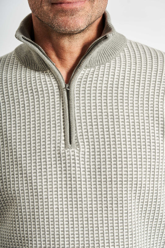 Half Zip Strik 'Kalle' - Off White/Grey Mel.