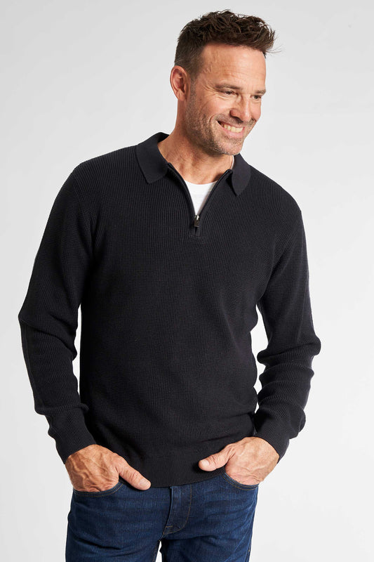 Halfzip Strik 'Langeskov' - Dark Navy